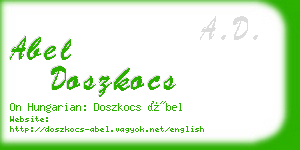 abel doszkocs business card
